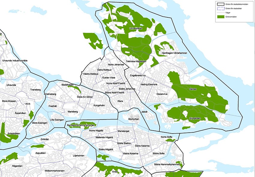 Karta över Stockholms innerstad